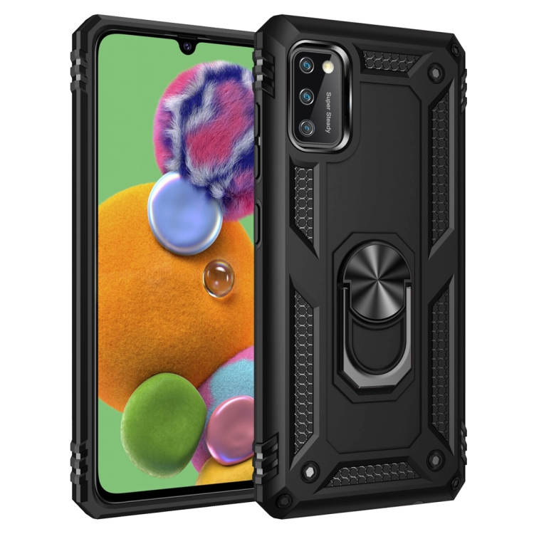 For Galaxy A41 Shockproof TPU + PC Protective Case with 360 Degree Rotating Holder(Black)
For Galaxy A41 Shockproof TPU + PC Protective Case with 360 Degree Rotating Holder(Black)
