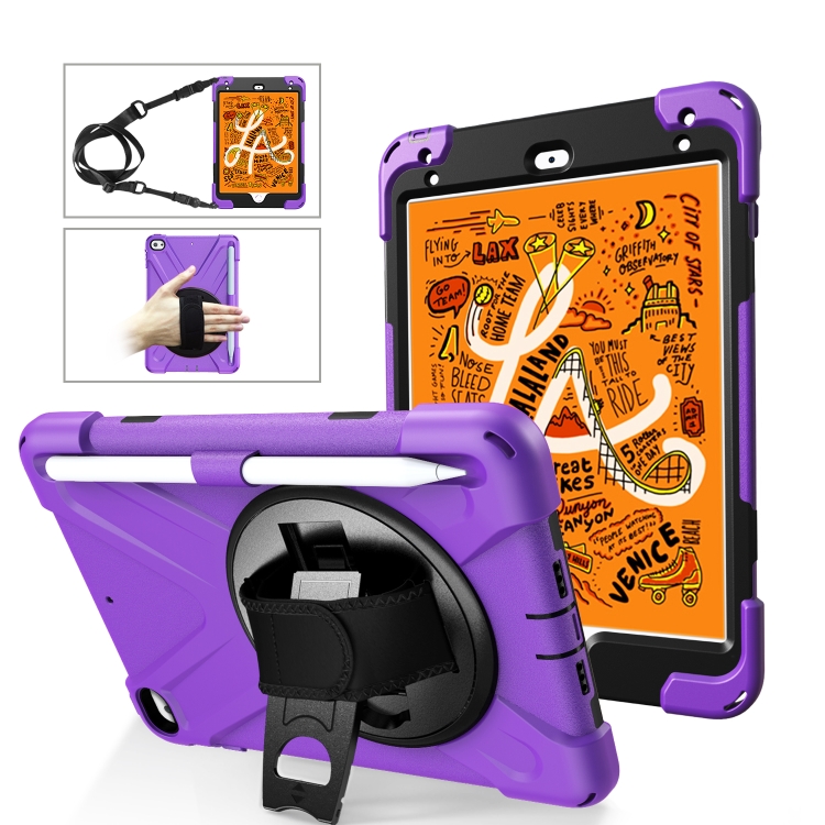 For iPad Mini 5 360 Degree Rotation Silicone Protective Cover with Holder & Hand Strap & Long Strap & Pencil Slot(Purple)
For iPad Mini 5 360 Degree Rotation Silicone Protective Cover with Holder & Hand Strap & Long Strap & Pencil Slot(Purple)