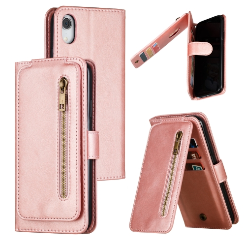 For iPhone XR Nine Card Zipper Bag Horizontal Flip Leather Case With Holder & Card Slots & Frame(Rose Gold)
For iPhone XR Nine Card Zipper Bag Horizontal Flip Leather Case With Holder & Card Slots & Frame(Rose Gold)