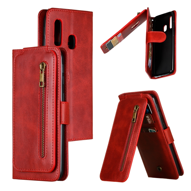 For Galaxy A40 Nine Card Zipper Bag Horizontal Flip Leather Case With Holder & Card Slots & Frame(Red)
For Galaxy A40 Nine Card Zipper Bag Horizontal Flip Leather Case With Holder & Card Slots & Frame(Red)
