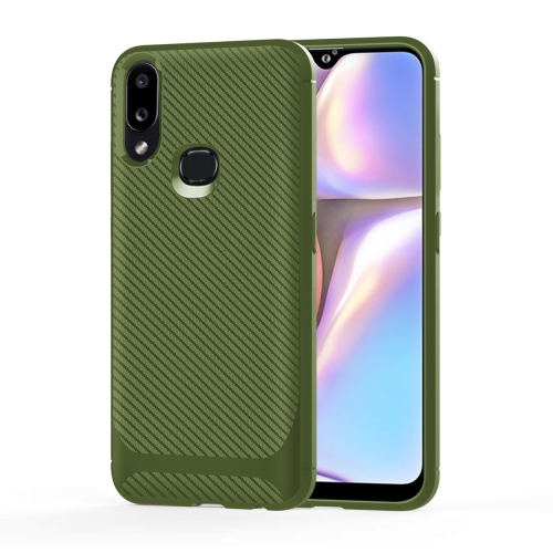 

For Huawei Y7 Pro (2019) / Y7 Prime (2019) with Fingerprint Hole Carbon Fiber Texture Shockproof TPU Protective Case(Green)
