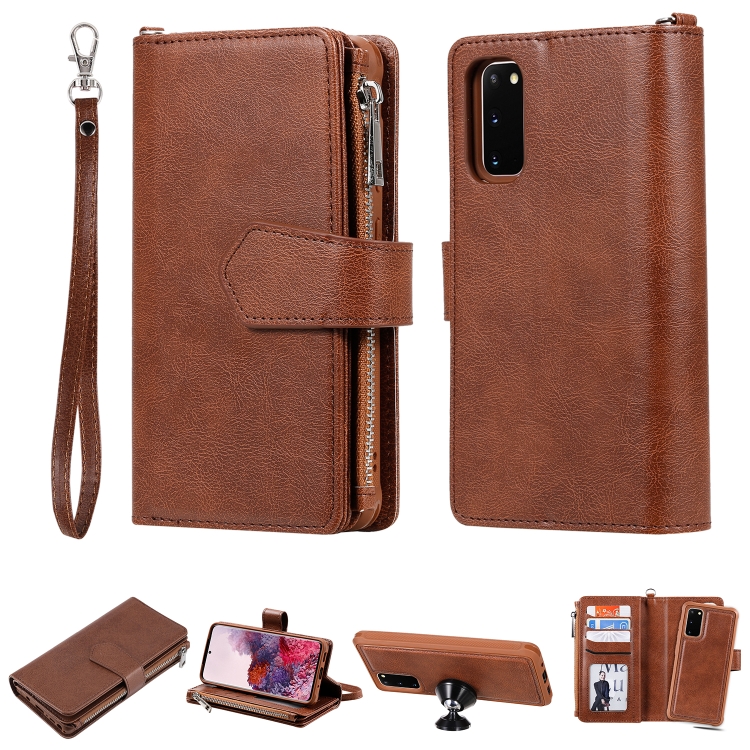 For Galaxy S20 2 in 1 Solid Color Zipper Shockproof Protective Case with Card Slots & Bracket & Photo Holder & Wallet Function(Brown)
For Galaxy S20 2 in 1 Solid Color Zipper Shockproof Protective Case with Card Slots & Bracket & Photo Holder & Wallet Function(Brown)