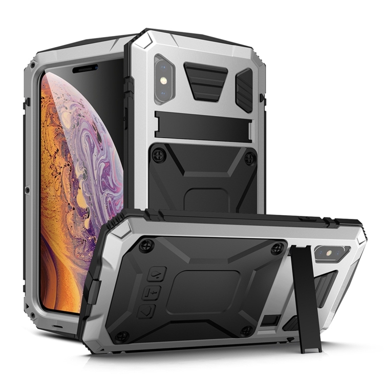 For iPhone XR Shockproof Waterproof Dust-proof Metal + Silicone Protective Case with Holder(Silver)
For iPhone XR Shockproof Waterproof Dust-proof Metal + Silicone Protective Case with Holder(Silver)