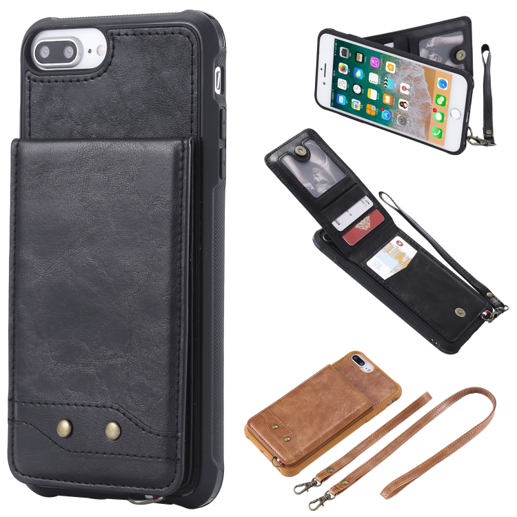 For iPhone 8 Plus / 7 Plus Vertical Flip Shockproof Leather Protective Case with Long Rope, Support Card Slots & Bracket & Photo Holder & Wallet Function(Black)
For iPhone 8 Plus / 7 Plus Vertical Flip Shockproof Leather Protective Case with Long Rope, Support Card Slots & Bracket & Photo Holder & Wallet Function(Black)