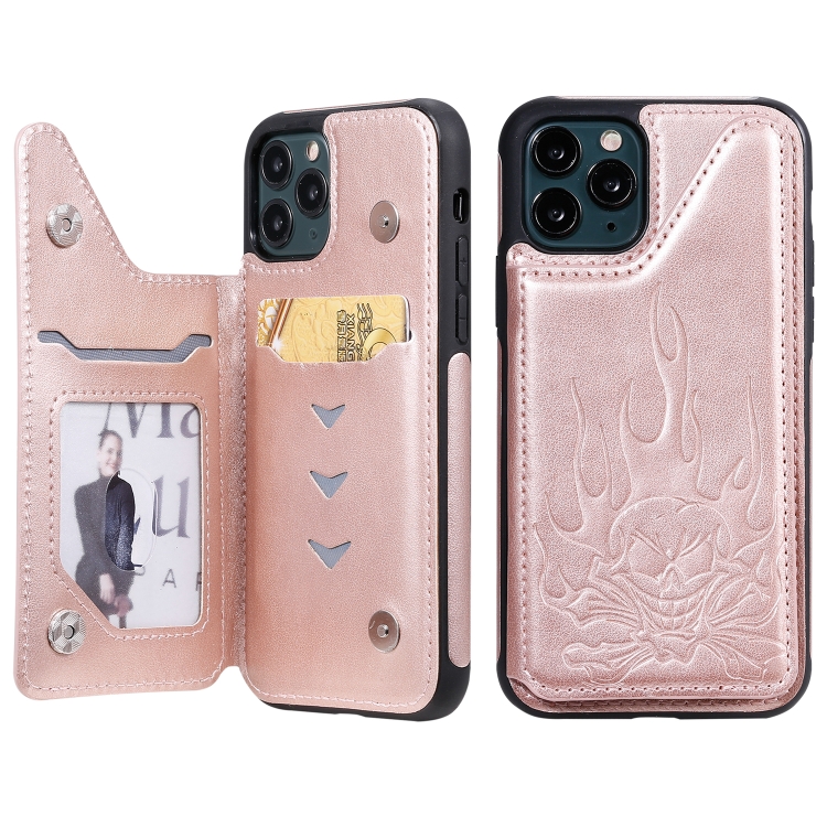 For iPhone 11 Pro Skull Head Embossing Pattern Shockproof Protective Case with Holder & Card Slots & Wallet(Rose Gold)
For iPhone 11 Pro Skull Head Embossing Pattern Shockproof Protective Case with Holder & Card Slots & Wallet(Rose Gold)