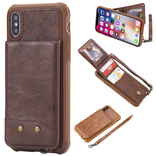 For iPhone XS / X Vertical Flip Shockproof Leather Protective Case with Short Rope, Support Card Slots & Bracket & Photo Holder & Wallet Function(Coffee)
For iPhone XS / X Vertical Flip Shockproof Leather Protective Case with Short Rope, Support Card Slots & Bracket & Photo Holder & Wallet Function(Coffee)