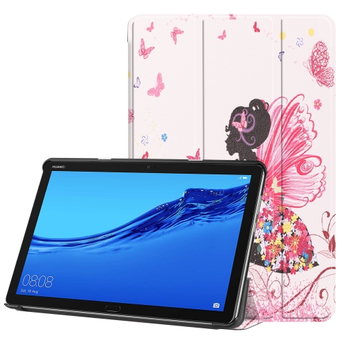 

For Huawei MediaPad M5 Lite 10.0 inch Custer Painted PU Leather Case with Sleep / Wake-up Function & 3-Fold Holder(Elf Girl)