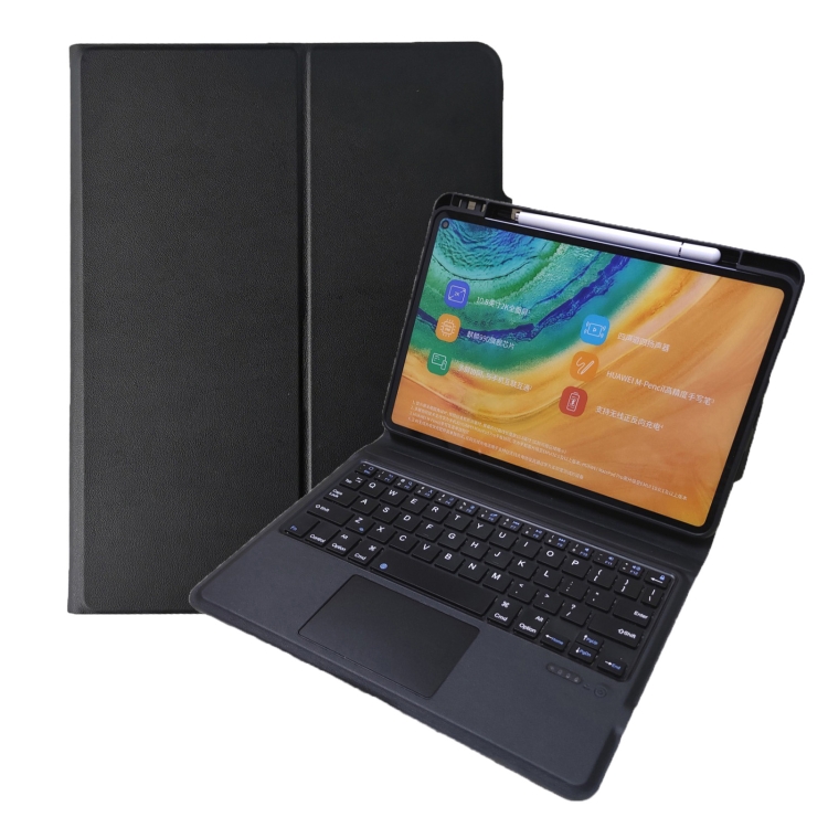 T1061 For Huawei Matepad Pro / Pro 5G 10.8 inch Ultra-thin Integrated Touch Bluetooth Keyboard + Lambskin Texture PU Leather Protective Case with Bracket(Black)
T1061 For Huawei Matepad Pro / Pro 5G 10.8 inch Ultra-thin Integrated Touch Bluetooth Keyboard + Lambskin Texture PU Leather Protective Case with Bracket(Black)