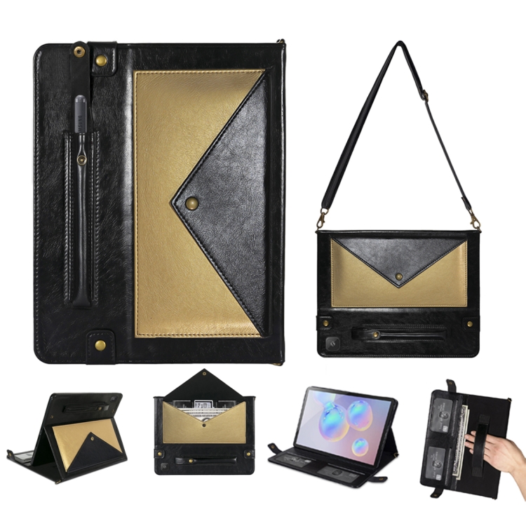 For Samsung Galaxy S6 Lite P610/615 Envelope Color Matching Horizontal Flip PU Leather Case with Card Slots & Pen Slots & Holder & Wallet & Photo Frame & Shoulder Strap(Black + Gold)
For Samsung Galaxy S6 Lite P610/615 Envelope Color Matching Horizontal Flip PU Leather Case with Card Slots & Pen Slots & Holder & Wallet & Photo Frame & Shoulder Strap(Black + Gold)