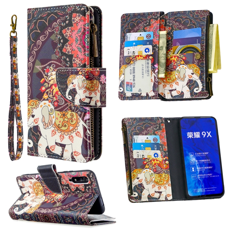 For Huawei Honor 9X Colored Drawing Pattern Zipper Horizontal Flip Leather Case with Holder & Card Slots & Wallet(Flower Elephants) 
For Huawei Honor 9X Colored Drawing Pattern Zipper Horizontal Flip Leather Case with Holder & Card Slots & Wallet(Flower Elephants)