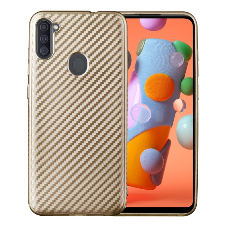 For Samsung Galaxy A11 Carbon Fiber Texture Shockproof TPU Protective Case(Gold)
For Samsung Galaxy A11 Carbon Fiber Texture Shockproof TPU Protective Case(Gold)
