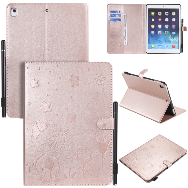 For iPad Air 2 / Air / 9.7 (2018) & (2017) Cat Bee Embossing Pattern Horizontal Flip Leather Case with Holder & Card Slots & Wallet & Pen Slot & Wake-up / Sleep Function(Rose Gold)
For iPad Air 2 / Air / 9.7 (2018) & (2017) Cat Bee Embossing Pattern Horizontal Flip Leather Case with Holder & Card Slots & Wallet & Pen Slot & Wake-up / Sleep Function(Rose Gold)