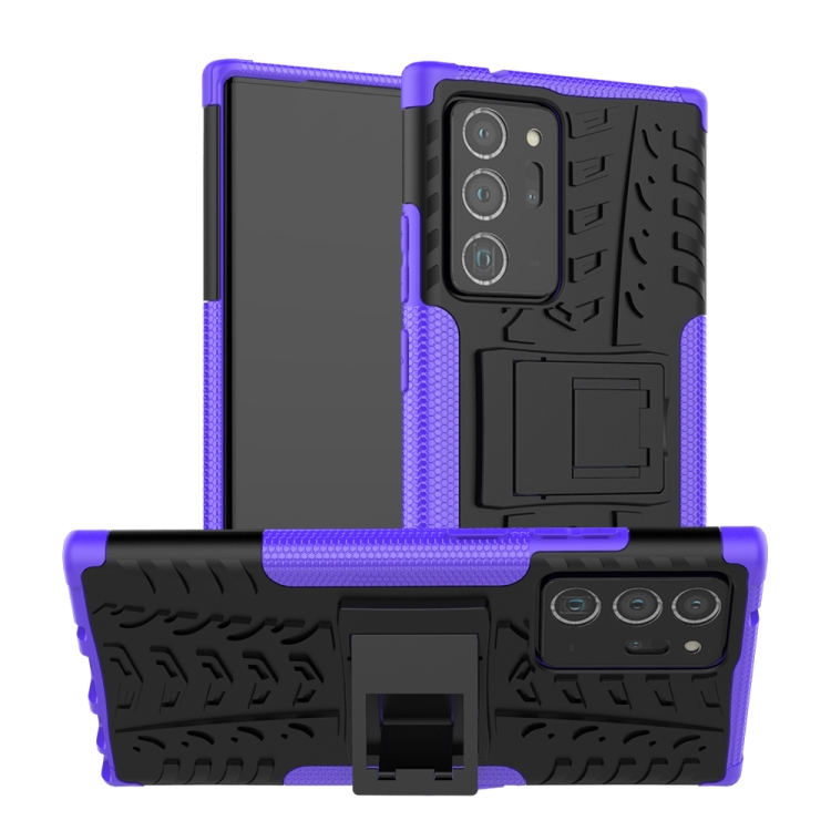 For Samsung Galaxy Note20 Ultra Tire Texture Shockproof TPU + PC Protective Case with Holder(Purple) 
For Samsung Galaxy Note20 Ultra Tire Texture Shockproof TPU + PC Protective Case with Holder(Purple)