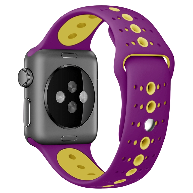 For Apple Watch Series 6 & SE & 5 & 4 40mm / 3 & 2 & 1 38mm Two-tone Porous Silicone Watchband(Purple Yellow)
For Apple Watch Series 6 & SE & 5 & 4 40mm / 3 & 2 & 1 38mm Two-tone Porous Silicone Watchband(Purple Yellow)