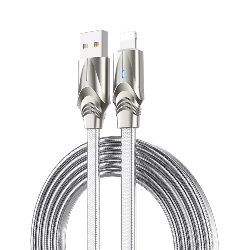 

Borofone BU12 1.2m 2.4A Max Output USB to 8 Pin Synergy Charging Data Cable with LED Indicator(Silver)