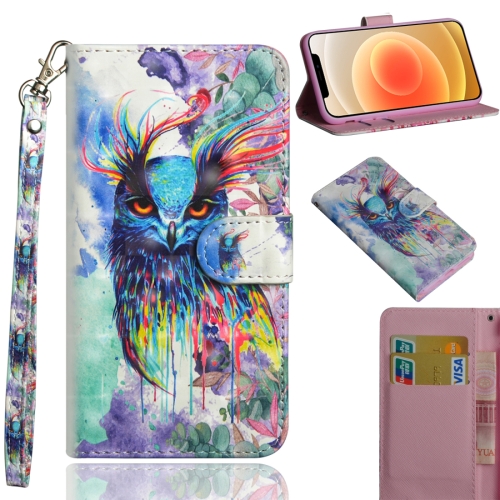 For iPhone 12 mini 3D Painting Pattern Horizontal Flip TPU + PU Leather Case with Holder & Card Slots & Wallet(Watercolor Owl)
For iPhone 12 mini 3D Painting Pattern Horizontal Flip TPU + PU Leather Case with Holder & Card Slots & Wallet(Watercolor Owl)