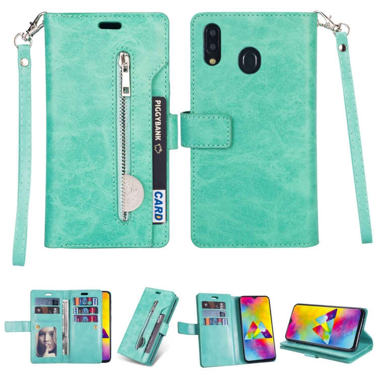 For Samsung Galaxy M20 Multifunctional Zipper Horizontal Flip Leather Case with Holder & Wallet & 9 Card Slots & Lanyard(Mint Green)
For Samsung Galaxy M20 Multifunctional Zipper Horizontal Flip Leather Case with Holder & Wallet & 9 Card Slots & Lanyard(Mint Green)