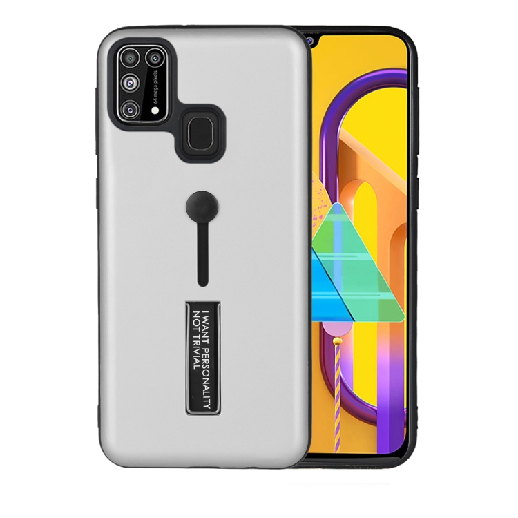 For Samsung Galaxy M31 Oil Feel Shockproof TPU + PC Protective Case with Holder(Silver)
For Samsung Galaxy M31 Oil Feel Shockproof TPU + PC Protective Case with Holder(Silver)