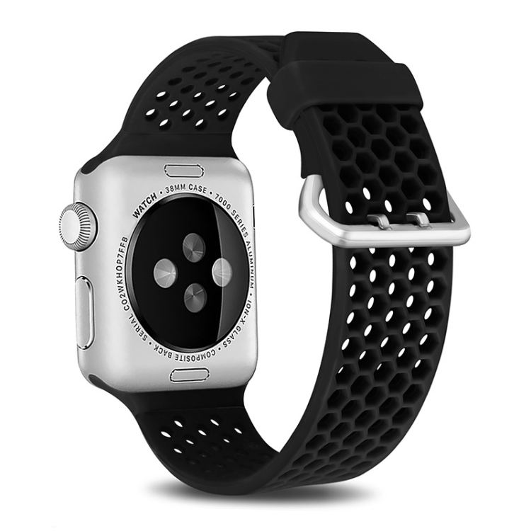 For Apple Watch Series 6 & SE & 5 & 4 40mm / 3 & 2 & 1 38mm Two-tone Honeycomb Breathable Silicone Sports Strap(Black)
For Apple Watch Series 6 & SE & 5 & 4 40mm / 3 & 2 & 1 38mm Two-tone Honeycomb Breathable Silicone Sports Strap(Black)