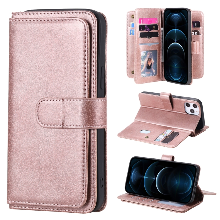 For iPhone 12 Pro Max Multifunctional Magnetic Copper Buckle Horizontal Flip Solid Color Leather Case with 10 Card Slots & Wallet & Holder & Photo Frame(Rose Gold)
For iPhone 12 Pro Max Multifunctional Magnetic Copper Buckle Horizontal Flip Solid Color Leather Case with 10 Card Slots & Wallet & Holder & Photo Frame(Rose Gold)
