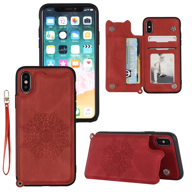 For iPhone XR Mandala Embossed PU + TPU Case with Holder & Card Slots & Photo Frame & Hand Strap(Red)
For iPhone XR Mandala Embossed PU + TPU Case with Holder & Card Slots & Photo Frame & Hand Strap(Red)