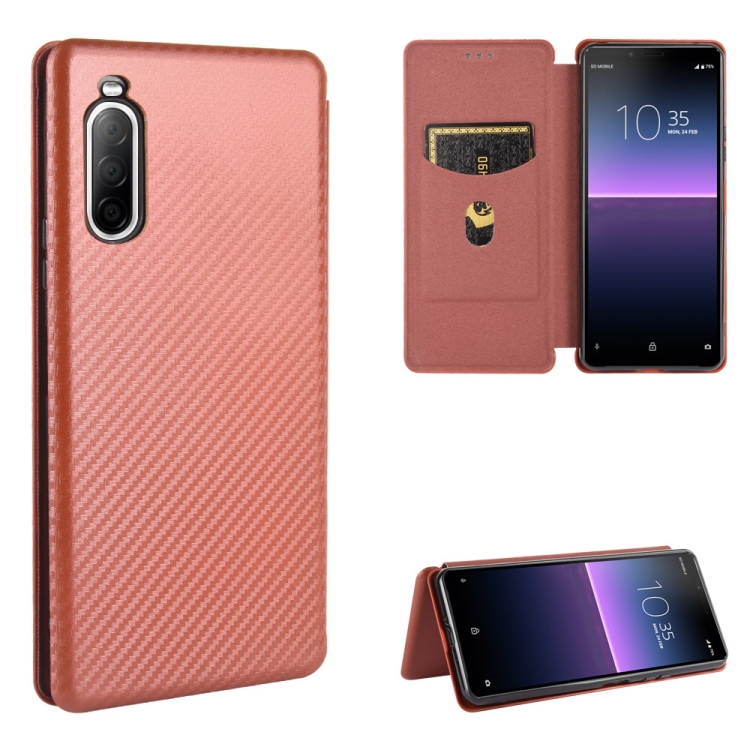 For Sony Xperia 10 II Carbon Fiber Texture Magnetic Horizontal Flip TPU + PC + PU Leather Case with Card Slot(Brown)
For Sony Xperia 10 II Carbon Fiber Texture Magnetic Horizontal Flip TPU + PC + PU Leather Case with Card Slot(Brown)
