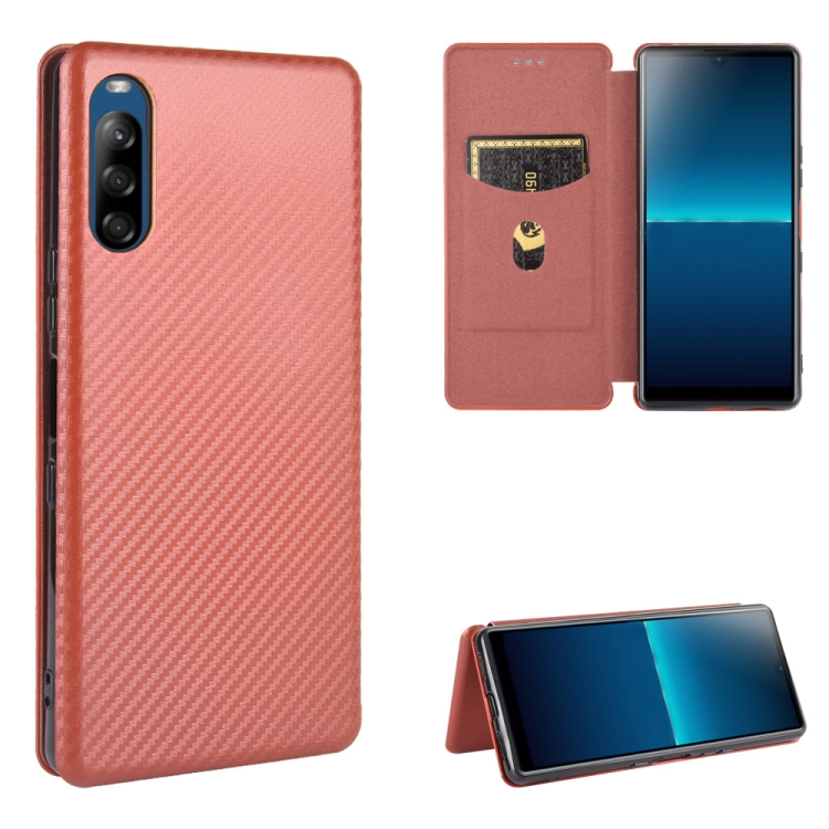 For Sony Xperia L4 Carbon Fiber Texture Magnetic Horizontal Flip TPU + PC + PU Leather Case with Card Slot(Brown)
For Sony Xperia L4 Carbon Fiber Texture Magnetic Horizontal Flip TPU + PC + PU Leather Case with Card Slot(Brown)