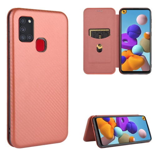 For Samsung Galaxy A21s Carbon Fiber Texture Magnetic Horizontal Flip TPU + PC + PU Leather Case with Card Slot(Brown)
For Samsung Galaxy A21s Carbon Fiber Texture Magnetic Horizontal Flip TPU + PC + PU Leather Case with Card Slot(Brown)