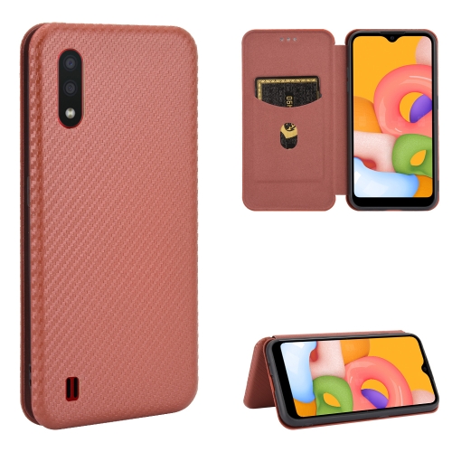 For Samsung Galaxy A01 Carbon Fiber Texture Magnetic Horizontal Flip TPU + PC + PU Leather Case with Rope & Card Slot(Brown)
For Samsung Galaxy A01 Carbon Fiber Texture Magnetic Horizontal Flip TPU + PC + PU Leather Case with Rope & Card Slot(Brown)