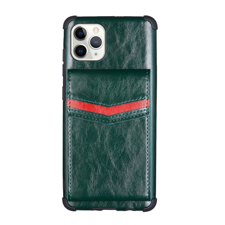 For iPhone 11 Pro Flip Card Bag Copper Buckle TPU + PU Leather Back Cover Shockproof Case with Card Slots & Photo Frame(Dark Green)
For iPhone 11 Pro Flip Card Bag Copper Buckle TPU + PU Leather Back Cover Shockproof Case with Card Slots & Photo Frame(Dark Green)