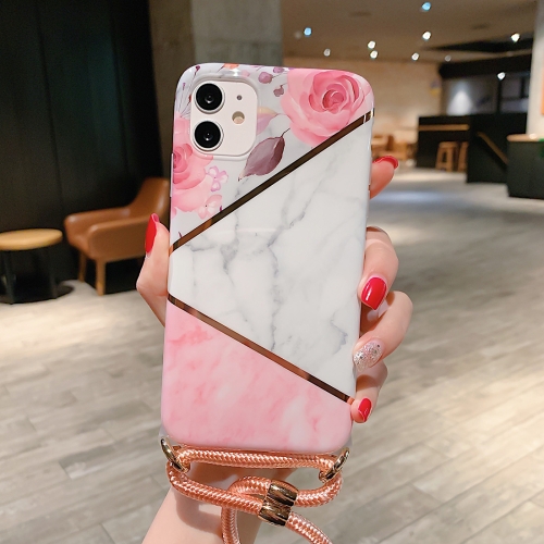 For iPhone 12 / 12 Pro Plating Marble Pattern Soft TPU Protective Case with Shoulder Strap(Pink Rose)
For iPhone 12 / 12 Pro Plating Marble Pattern Soft TPU Protective Case with Shoulder Strap(Pink Rose)
