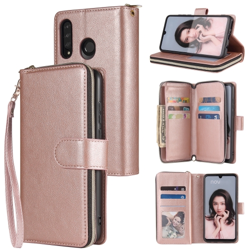 For Huawei P30 Lite Zipper Wallet Bag Horizontal Flip PU Leather Case with Holder & 9 Card Slots & Wallet & Lanyard & Photo Frame(Rose Gold)
For Huawei P30 Lite Zipper Wallet Bag Horizontal Flip PU Leather Case with Holder & 9 Card Slots & Wallet & Lanyard & Photo Frame(Rose Gold)