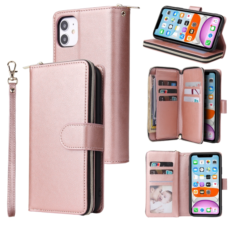 For iPhone 11 Zipper Wallet Bag Horizontal Flip PU Leather Case with Holder & 9 Card Slots & Wallet & Lanyard & Photo Frame(Rose Gold)
For iPhone 11 Zipper Wallet Bag Horizontal Flip PU Leather Case with Holder & 9 Card Slots & Wallet & Lanyard & Photo Frame(Rose Gold)