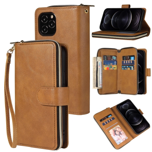 For iPhone 12 / 12 Pro Zipper Wallet Bag Horizontal Flip PU Leather Case with Holder & 9 Card Slots & Wallet & Lanyard & Photo Frame(Brown)
For iPhone 12 / 12 Pro Zipper Wallet Bag Horizontal Flip PU Leather Case with Holder & 9 Card Slots & Wallet & Lanyard & Photo Frame(Brown)