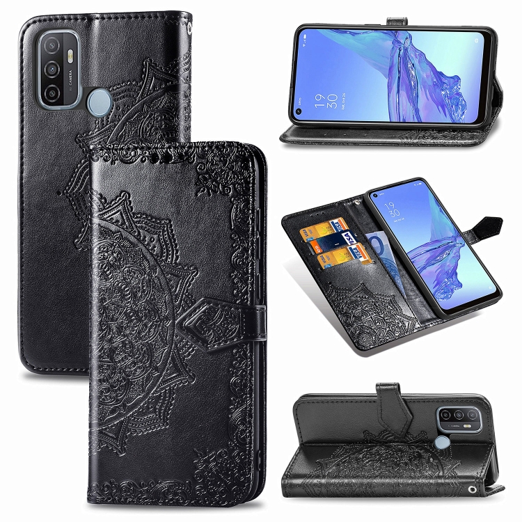 For OPPO A53 2020 Embossed Mandala Pattern TPU + PU Horizontal Flip Leather Case with Holder & Three Card Slots & Wallet(Black)
For OPPO A53 2020 Embossed Mandala Pattern TPU + PU Horizontal Flip Leather Case with Holder & Three Card Slots & Wallet(Black)