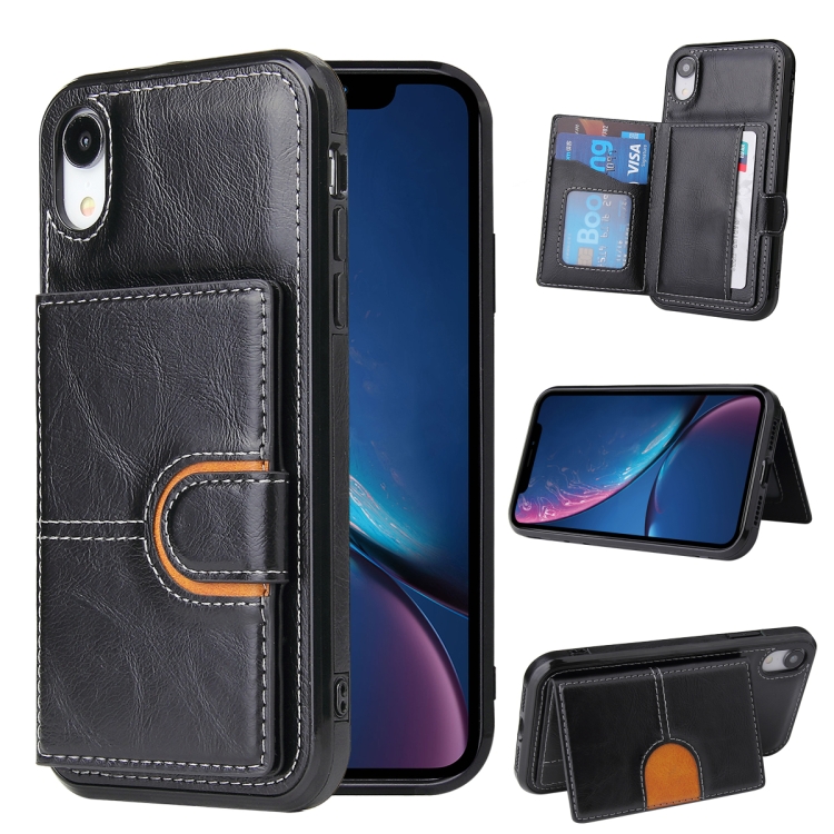 PU + TPU + PC Shockproof Back Cover Case with Card Slot & Holder For iPhone XR(Black)
PU + TPU + PC Shockproof Back Cover Case with Card Slot & Holder For iPhone XR(Black)