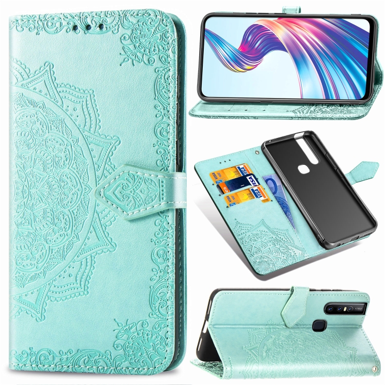 For Vivo V15 Pro Embossed Mandala Pattern TPU + PU Horizontal Flip Leather Case with Holder & Three Card Slots & Wallet(Green)
For Vivo V15 Pro Embossed Mandala Pattern TPU + PU Horizontal Flip Leather Case with Holder & Three Card Slots & Wallet(Green)