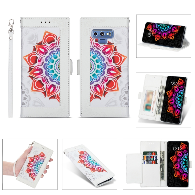 For Samsung Galaxy Note9 Printing Dual-color Half Mandala Pattern Dual-side Magnetic Buckle Horizontal Flip Leather Case with Holder & Card Slots & Wallet & Photo Frame & Lanyard(White)
For Samsung Galaxy Note9 Printing Dual-color Half Mandala Pattern Dual-side Magnetic Buckle Horizontal Flip Leather Case with Holder & Card Slots & Wallet & Photo Frame & Lanyard(White)