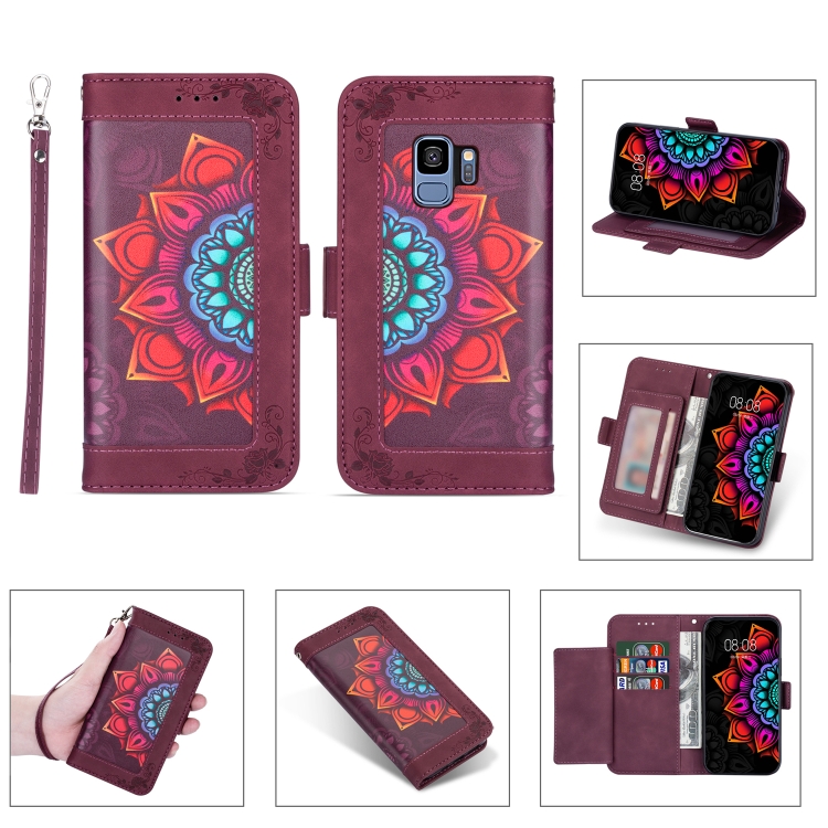 For Samsung Galaxy S9 Printing Dual-color Half Mandala Pattern Dual-side Magnetic Buckle Horizontal Flip Leather Case with Holder & Card Slots & Wallet & Photo Frame & Lanyard(Wine Red )
For Samsung Galaxy S9 Printing Dual-color Half Mandala Pattern Dual-side Magnetic Buckle Horizontal Flip Leather Case with Holder & Card Slots & Wallet & Photo Frame & Lanyard(Wine Red )