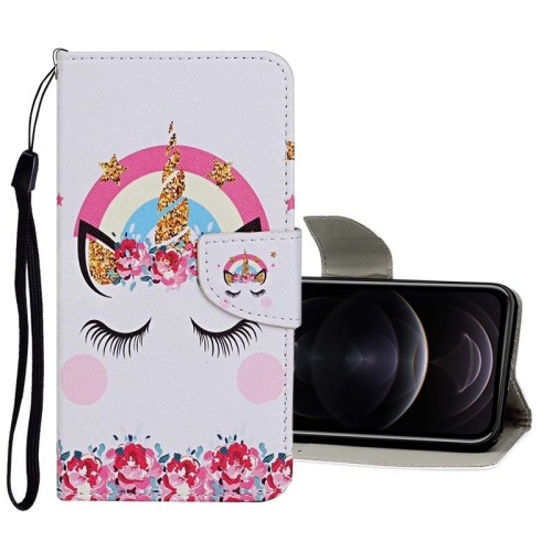 

Colored Drawing Pattern Horizontal Flip Leather Case with Holder & Card Slots & Wallet For iPhone 12 / 12 Pro(Crown Unicorn)