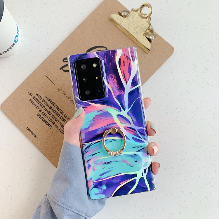 For Samsung Galaxy S20 Laser Marble Pattern TPU Protective Case with Ring Holder(Purple Cloud)
For Samsung Galaxy S20 Laser Marble Pattern TPU Protective Case with Ring Holder(Purple Cloud)