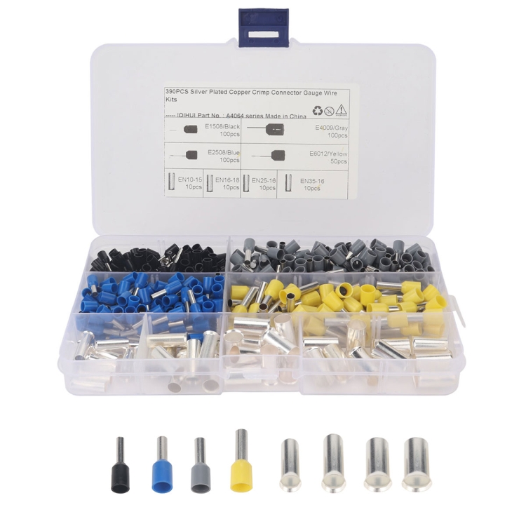 390 PCS Non Insulated Ferrules Pin Cord End Kit EN Series with Needle-shaped Tubular Terminal
390 PCS Non Insulated Ferrules Pin Cord End Kit EN Series with Needle-shaped Tubular Terminal
