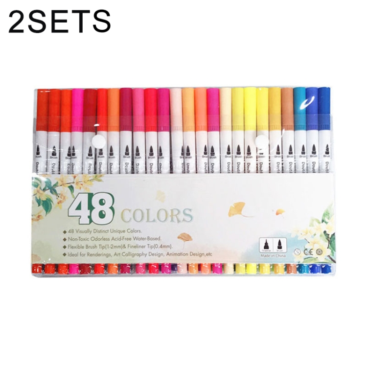 2 Sets 48 Color Double Head Hook Line Pen Color Marker Soft Head Watercolor Pen Art Supplies Children Gift Painting Set
2 Sets 48 Color Double Head Hook Line Pen Color Marker Soft Head Watercolor Pen Art Supplies Children Gift Painting Set