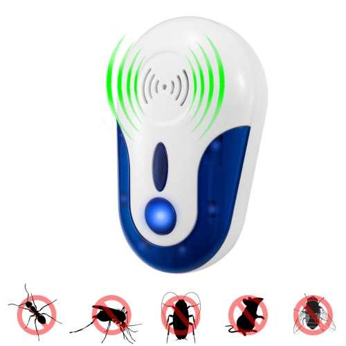 

4W Electronic Ultrasonic Anti Mosquito Rat Mouse Cockroach Insect Pest Repeller, US Plug, AC 90-250V(White + Blue)