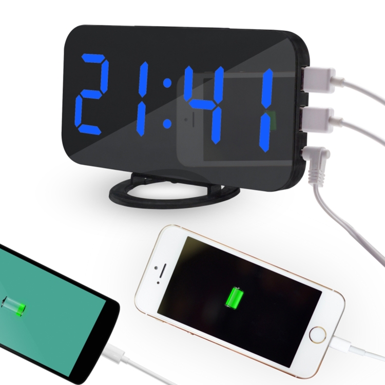 Multifunction Creative Mirror Reflective LED Display Alarm Clock with Snooze Function & 2 USB Charge Port(Blue)
Multifunction Creative Mirror Reflective LED Display Alarm Clock with Snooze Function & 2 USB Charge Port(Blue)