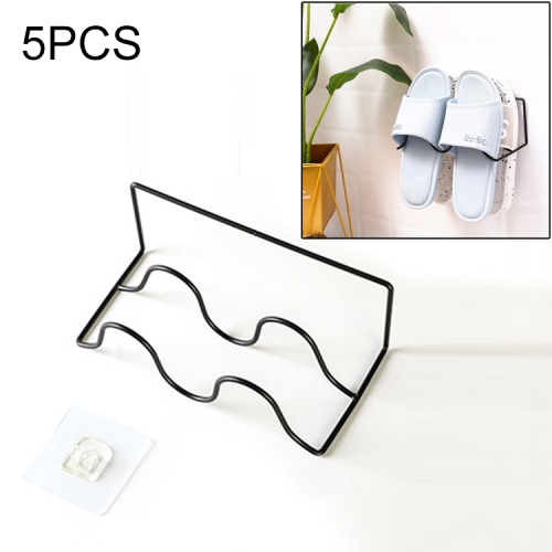 

5 PCS K204 Creative DIY Household Wall-mounted Double Layer Shoe Storage Rack (Black)
