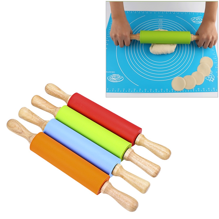 kn055 Solid Wooden Handle Silicone Rolling Pin Non-stick Food Dumpling Stick, Length: 38cm, Random Color Delivery
kn055 Solid Wooden Handle Silicone Rolling Pin Non-stick Food Dumpling Stick, Length: 38cm, Random Color Delivery