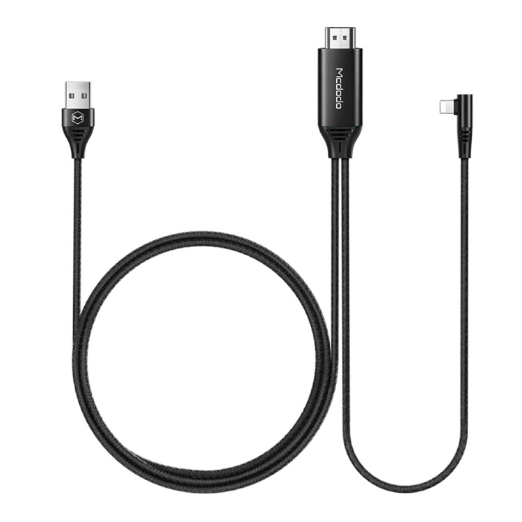 Mcdodo CA-6400 4K HD 90 Degree Elbow Design 8 Pin to HDMI Data Cable with USB Port, Length: 2m(Black)
Mcdodo CA-6400 4K HD 90 Degree Elbow Design 8 Pin to HDMI Data Cable with USB Port, Length: 2m(Black)