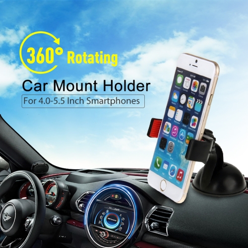 

HAWEEL 360 Degrees Rotating Suction Cup Car Mount Holder, For iPhone, Galaxy, Huawei, Xiaomi, LG, HTC and other Smartphones with Screen between 4.0-5.5 inch