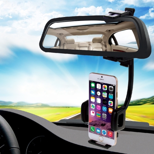 

HAWEEL 2 in 1 Universal Car Rear View Mirror Stand Mobile Phone Mount Holder, Clamp Size: 40mm-80mm, For iPhone, Galaxy, Huawei, Xiaomi, LG, HTC and other Smartphones(Black)